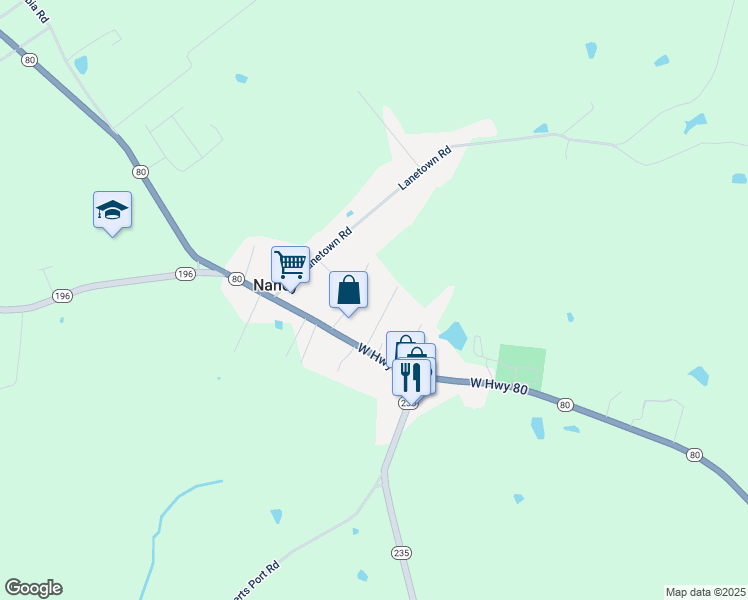 map of restaurants, bars, coffee shops, grocery stores, and more near 9462 West Highway 80 in Nancy