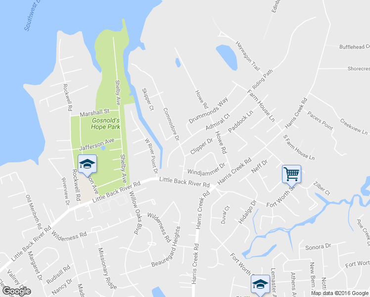 map of restaurants, bars, coffee shops, grocery stores, and more near 115 Commodore Drive in Hampton
