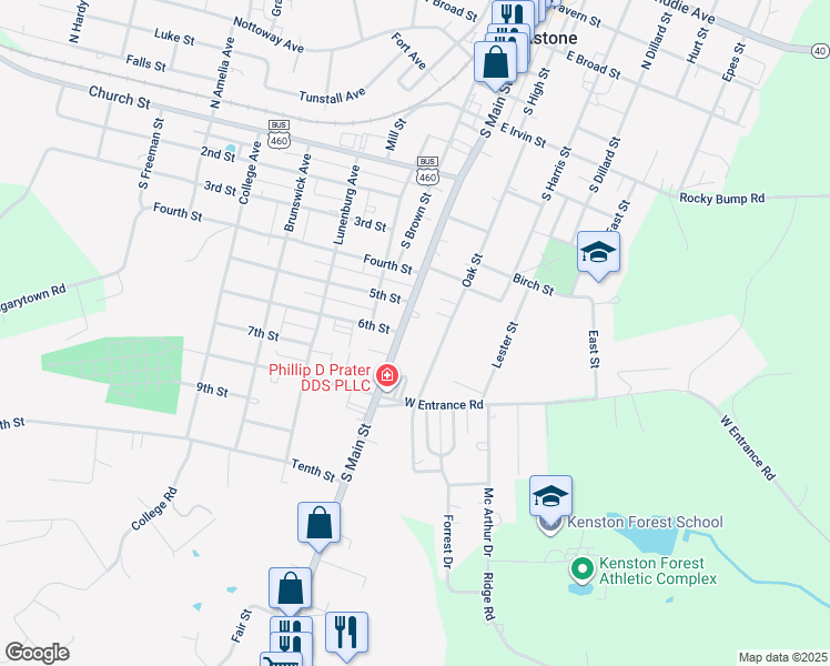 map of restaurants, bars, coffee shops, grocery stores, and more near 813 South Main Street in Blackstone