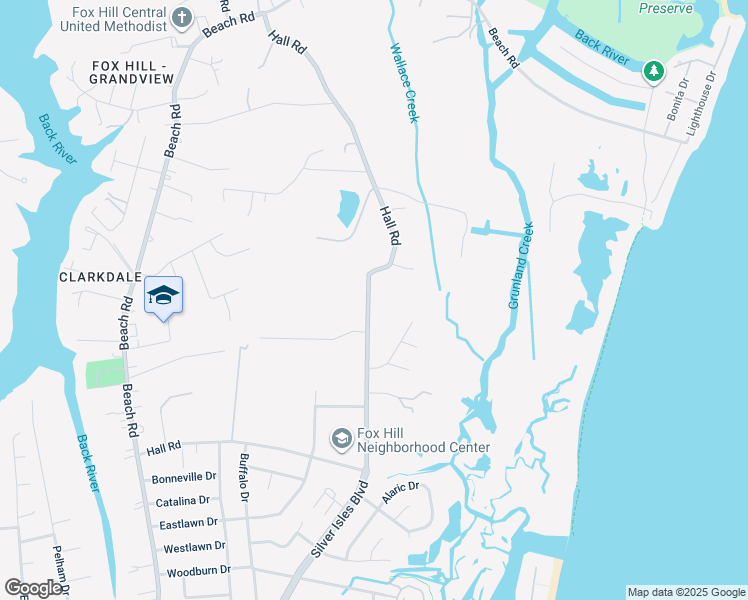 map of restaurants, bars, coffee shops, grocery stores, and more near 176 Hall Road in Hampton