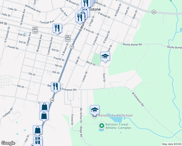 map of restaurants, bars, coffee shops, grocery stores, and more near 703 Lester Street in Blackstone
