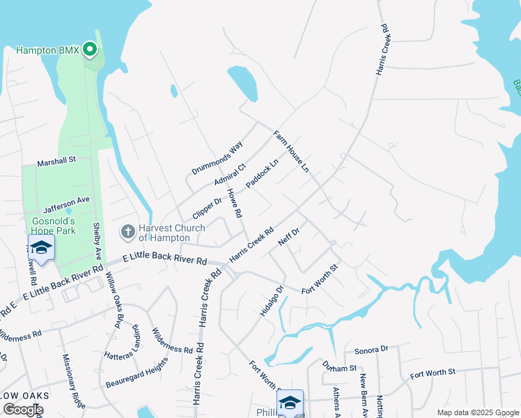 map of restaurants, bars, coffee shops, grocery stores, and more near 20 Hunter Trce in Hampton