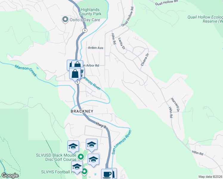 map of restaurants, bars, coffee shops, grocery stores, and more near 323 Tipping Way in Ben Lomond