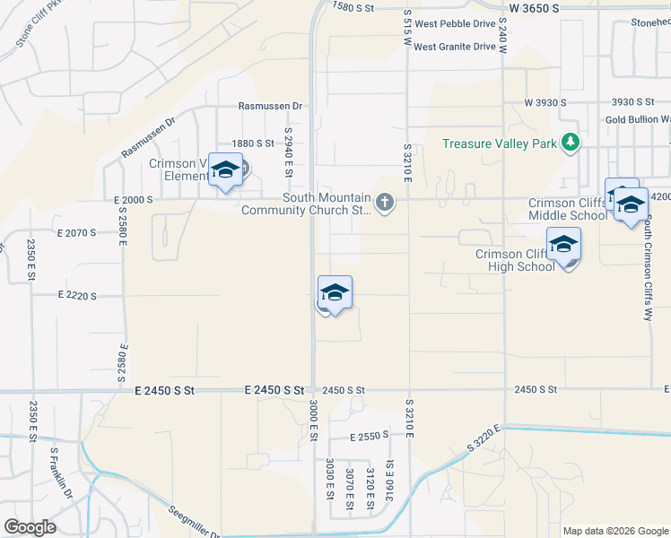 map of restaurants, bars, coffee shops, grocery stores, and more near 3023 East 2170 South in St. George