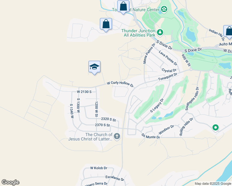 map of restaurants, bars, coffee shops, grocery stores, and more near 2200 South Tonaquint Drive in St. George