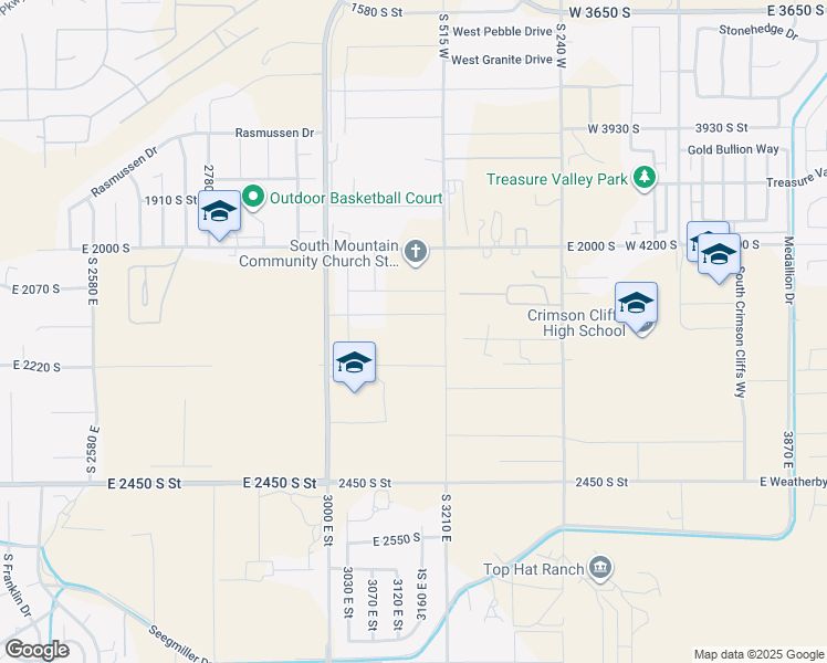 map of restaurants, bars, coffee shops, grocery stores, and more near 3139 East 2170 South in St. George