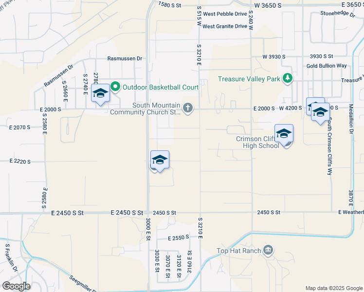 map of restaurants, bars, coffee shops, grocery stores, and more near 3125 East 2170 South in St. George