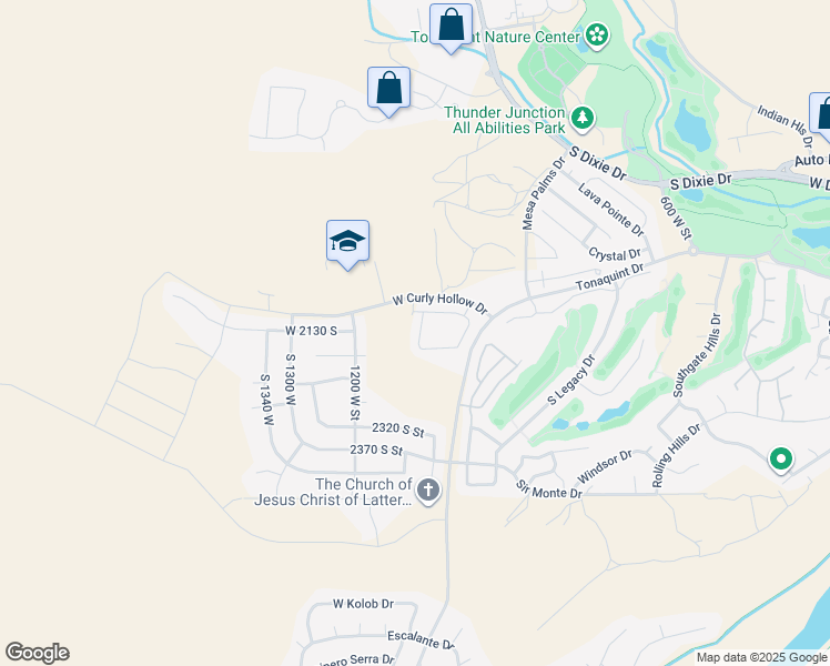 map of restaurants, bars, coffee shops, grocery stores, and more near 1001 West Curly Hollow Drive in St. George