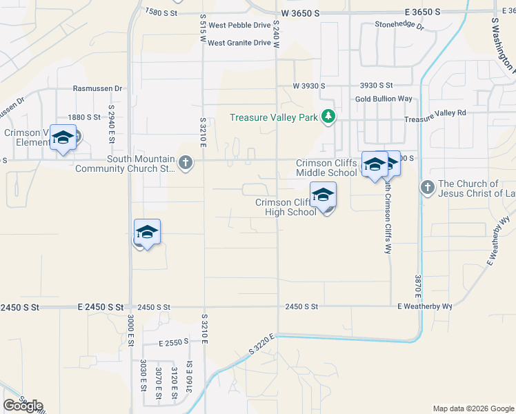 map of restaurants, bars, coffee shops, grocery stores, and more near 3375 East 2170 South in St. George