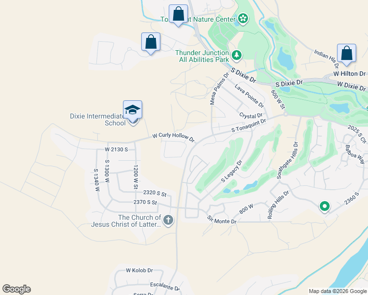 map of restaurants, bars, coffee shops, grocery stores, and more near 920 Tonaquint Drive in St. George