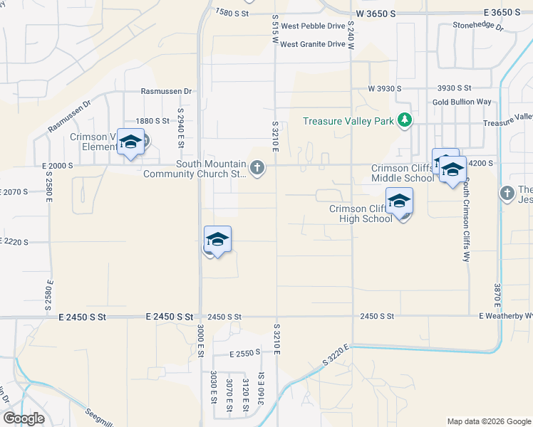 map of restaurants, bars, coffee shops, grocery stores, and more near 2110 South in St. George