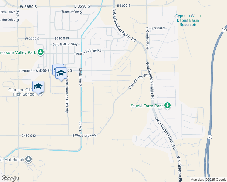 map of restaurants, bars, coffee shops, grocery stores, and more near 511 East Saint George Boulevard in St. George