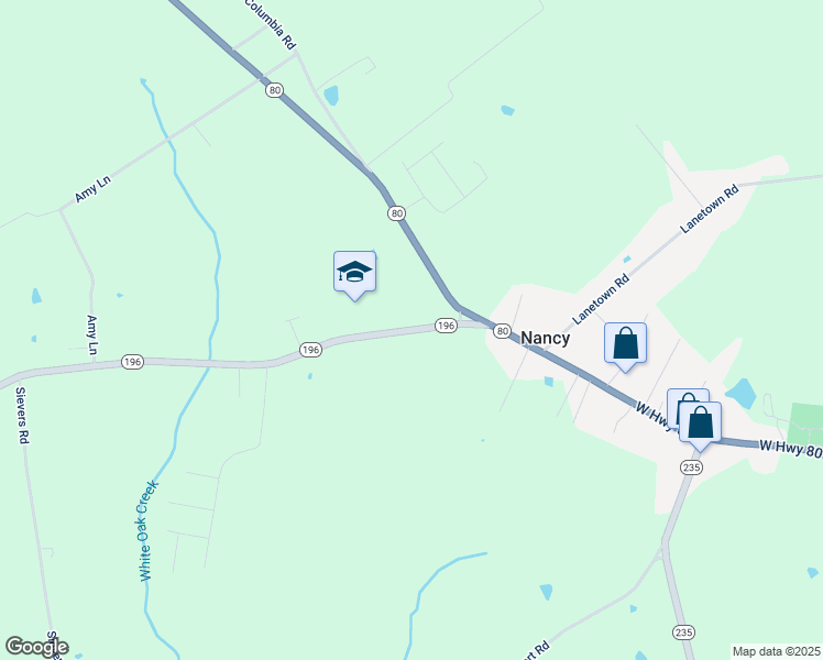 map of restaurants, bars, coffee shops, grocery stores, and more near 240 Kentucky 196 in Nancy