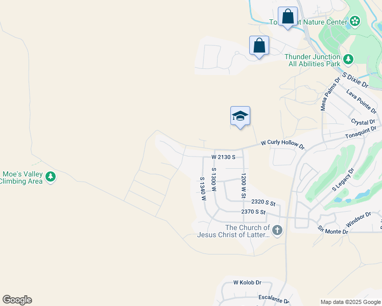 map of restaurants, bars, coffee shops, grocery stores, and more near West Curly Hollow Drive in St. George
