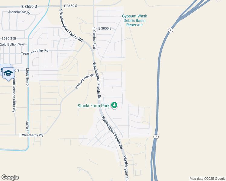 map of restaurants, bars, coffee shops, grocery stores, and more near 4380 South 1015 East in Washington