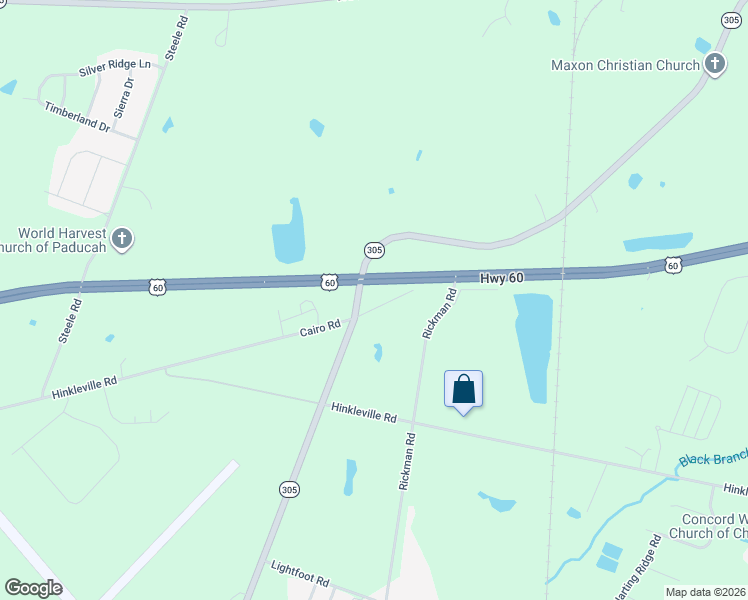 map of restaurants, bars, coffee shops, grocery stores, and more near U.S. 60 in McCracken