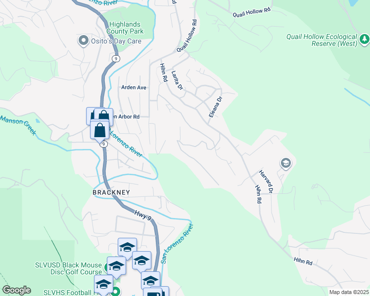 map of restaurants, bars, coffee shops, grocery stores, and more near 345 Condor Avenue in Ben Lomond