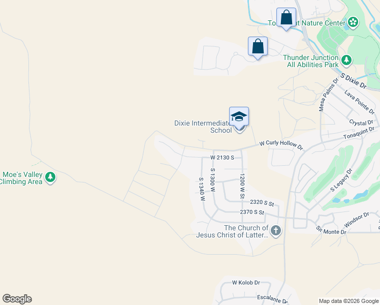 map of restaurants, bars, coffee shops, grocery stores, and more near 1388 West 2130 South in St. George