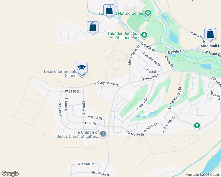map of restaurants, bars, coffee shops, grocery stores, and more near 920 Tonaquint Drive in St. George
