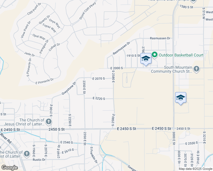 map of restaurants, bars, coffee shops, grocery stores, and more near 2525 East 2150 South in St. George