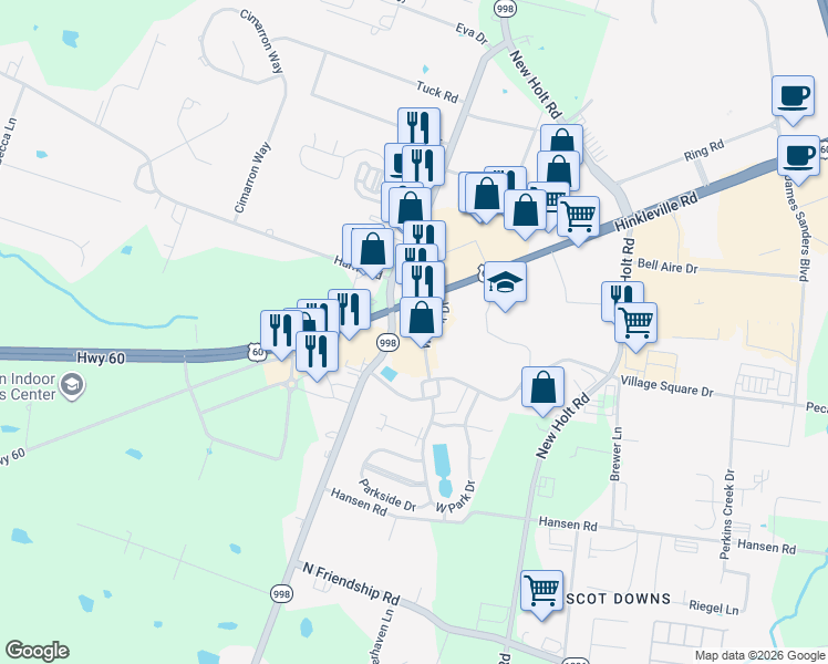 map of restaurants, bars, coffee shops, grocery stores, and more near 2769 West Park Drive in Paducah