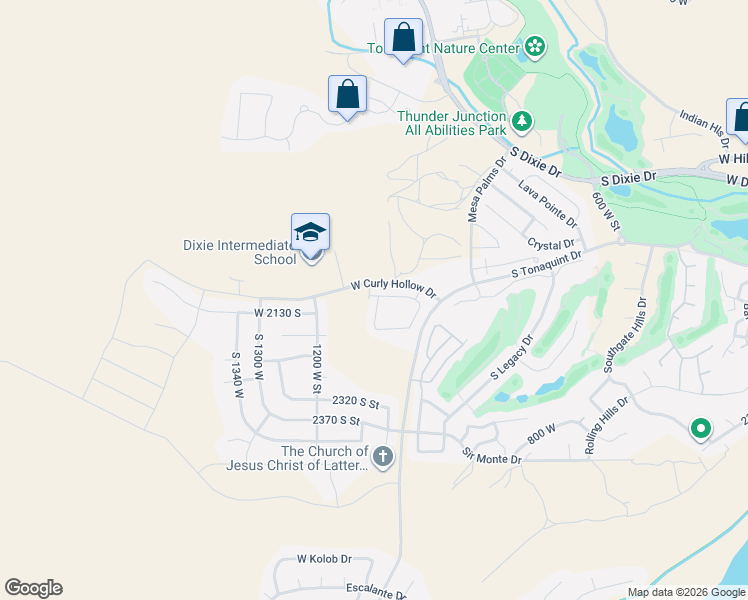 map of restaurants, bars, coffee shops, grocery stores, and more near 1001 West Curly Hollow Drive in St. George