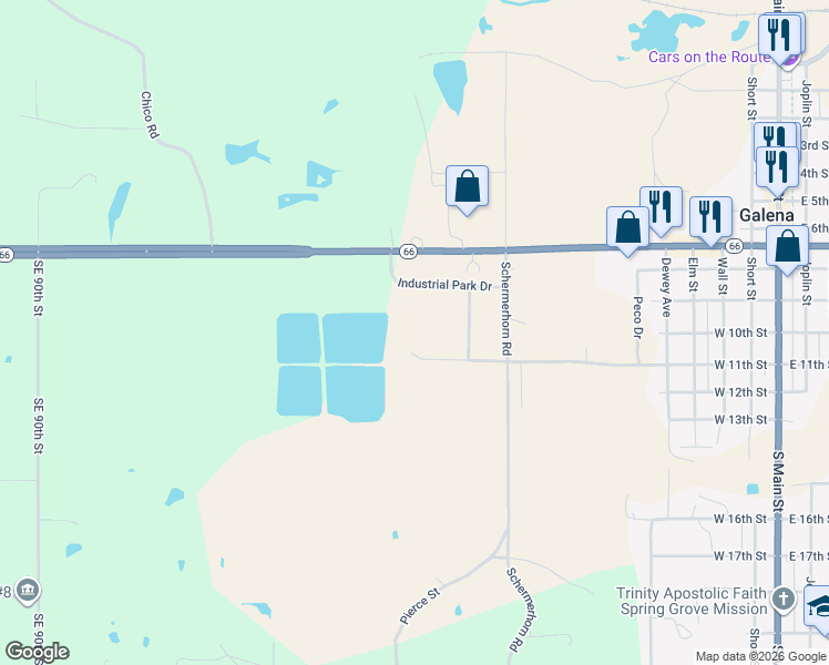 map of restaurants, bars, coffee shops, grocery stores, and more near 1401 West 11th Street in Galena