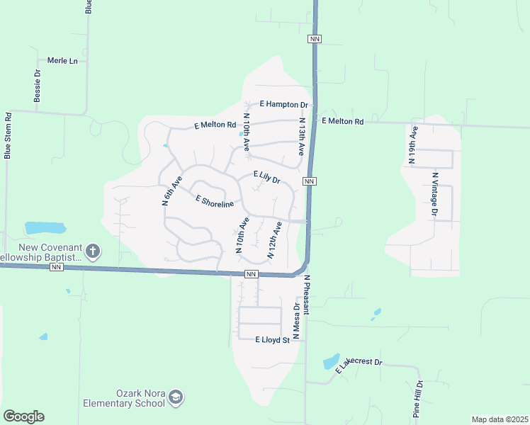 map of restaurants, bars, coffee shops, grocery stores, and more near 1015 East Waterford Boulevard in Ozark