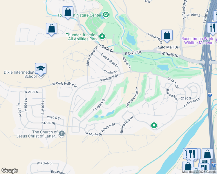 map of restaurants, bars, coffee shops, grocery stores, and more near 2112 South Legacy Drive in St. George