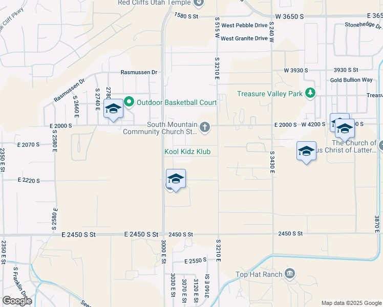 map of restaurants, bars, coffee shops, grocery stores, and more near 3089 2110 South Street in St. George