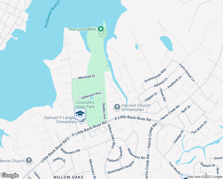 map of restaurants, bars, coffee shops, grocery stores, and more near 3 Sea Cove Court in Hampton