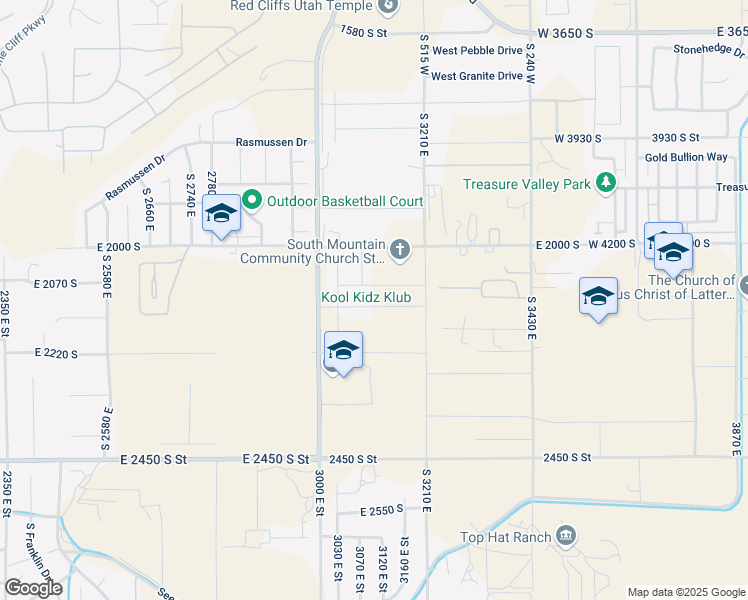 map of restaurants, bars, coffee shops, grocery stores, and more near 3089 2110 South Street in St. George