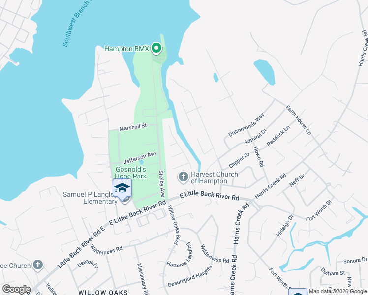 map of restaurants, bars, coffee shops, grocery stores, and more near 28 West Riverpoint Drive in Hampton