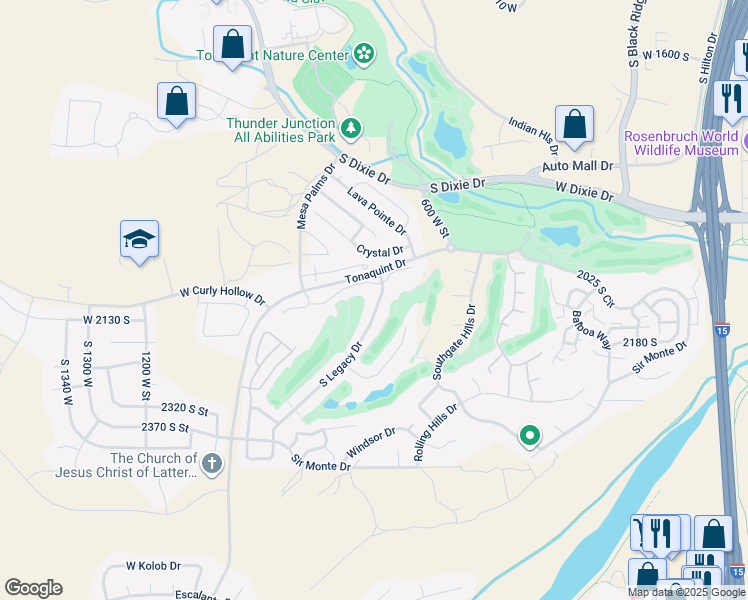 map of restaurants, bars, coffee shops, grocery stores, and more near 2106 S Legacy Dr in St George