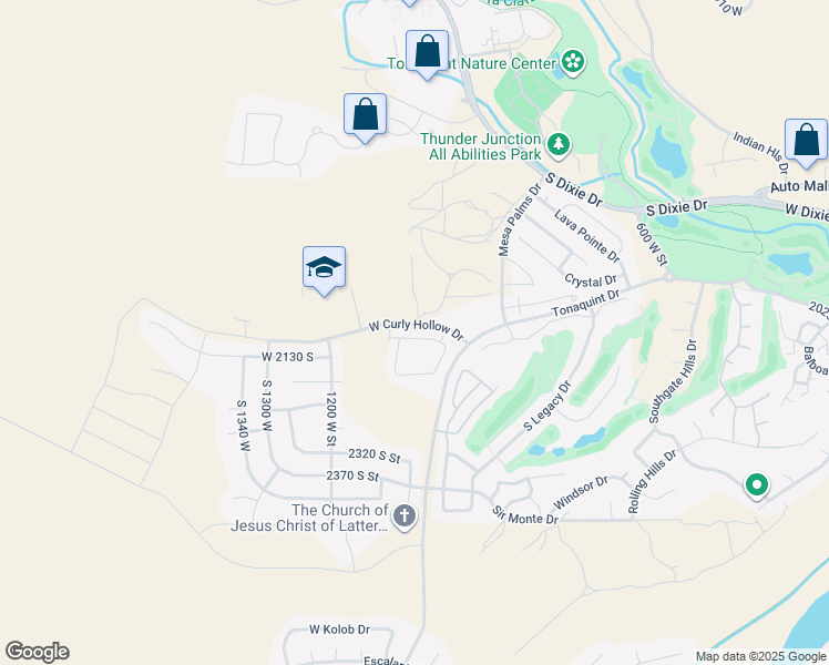 map of restaurants, bars, coffee shops, grocery stores, and more near 920 Tonaquint Drive in St. George