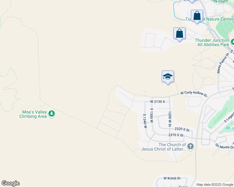 map of restaurants, bars, coffee shops, grocery stores, and more near 1539 West 2130 South in St. George