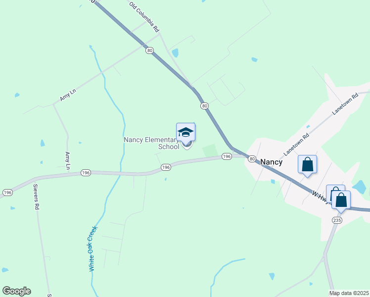 map of restaurants, bars, coffee shops, grocery stores, and more near 240 Kentucky 196 in Nancy