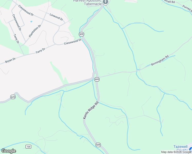 map of restaurants, bars, coffee shops, grocery stores, and more near Virginia 609 in Cedar Bluff