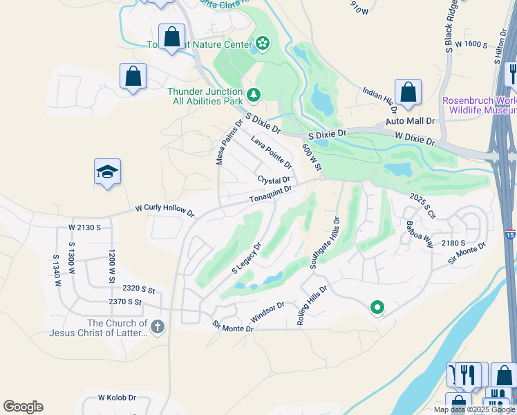 map of restaurants, bars, coffee shops, grocery stores, and more near 767 West Uxbridge Drive in St. George