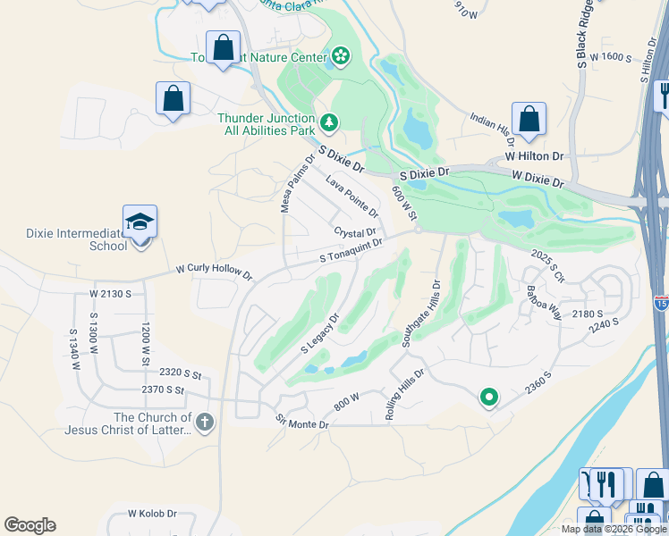 map of restaurants, bars, coffee shops, grocery stores, and more near 767 West Uxbridge Drive in St. George