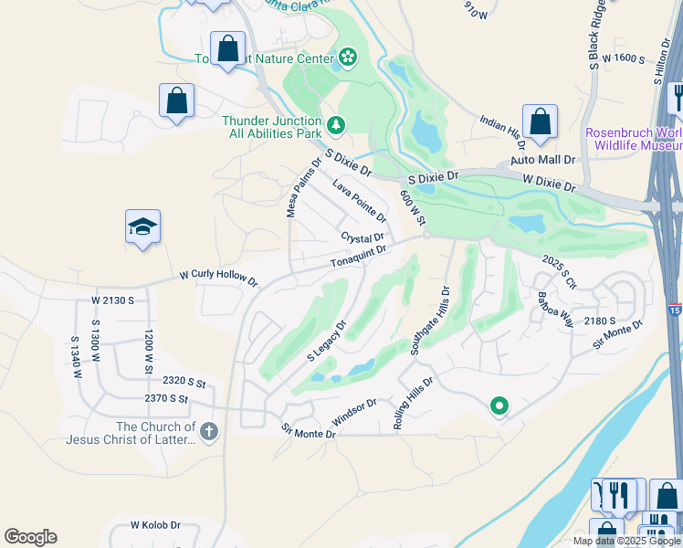 map of restaurants, bars, coffee shops, grocery stores, and more near 767 West Uxbridge Drive in St. George