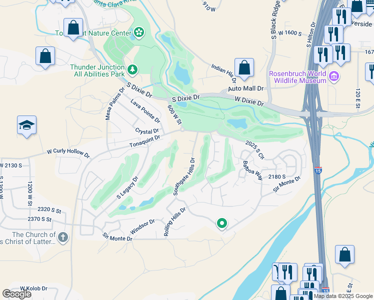 map of restaurants, bars, coffee shops, grocery stores, and more near 562 West 2080 South Circle in St. George