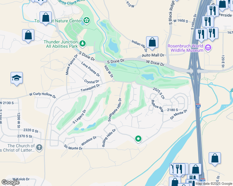 map of restaurants, bars, coffee shops, grocery stores, and more near 562 West 2080 South Circle in St. George