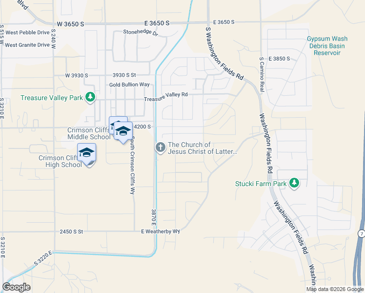 map of restaurants, bars, coffee shops, grocery stores, and more near Medallion Drive in St. George