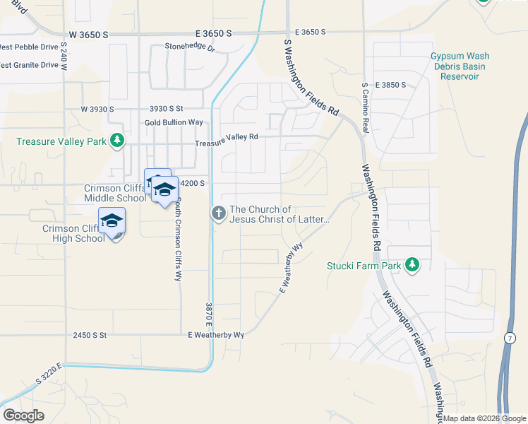 map of restaurants, bars, coffee shops, grocery stores, and more near 480 East 4290 South in Washington