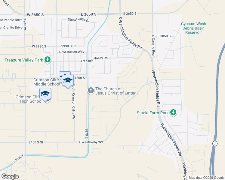map of restaurants, bars, coffee shops, grocery stores, and more near 504 East 4290 South in Washington