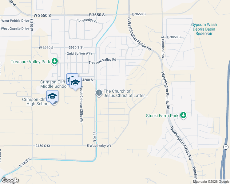 map of restaurants, bars, coffee shops, grocery stores, and more near Medallion Drive in St. George