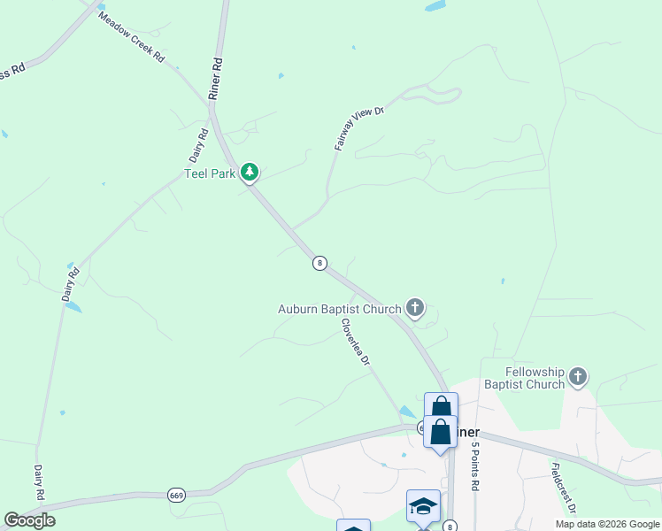 map of restaurants, bars, coffee shops, grocery stores, and more near 3720 Riner Road in Riner