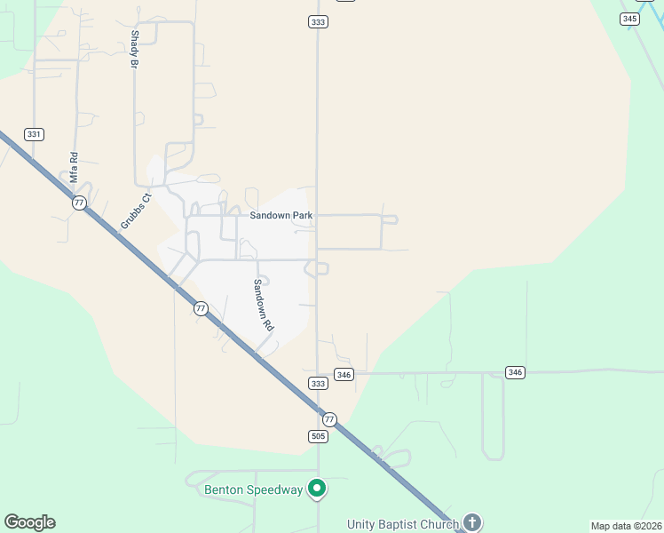 map of restaurants, bars, coffee shops, grocery stores, and more near 186 County Road 333 in Benton