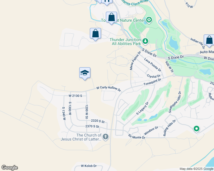 map of restaurants, bars, coffee shops, grocery stores, and more near 1065 West Albertine Lane in St. George